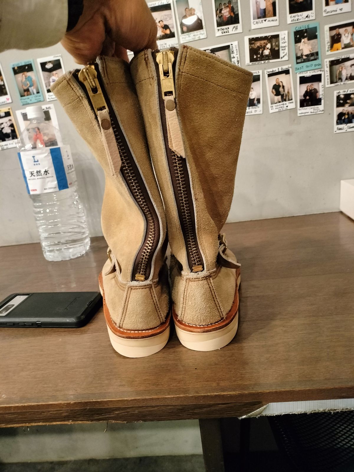 Photo by StuntTriple on October 27, 2025 of the Russell Moccasin Co. Zephyr in Horween Biege Laramie Suede.