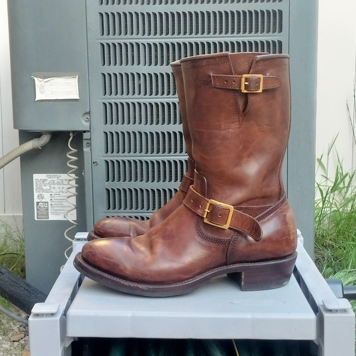 Photo by StuntTriple on February 2, 2026 of the Quan Shoemaker Engineer in Maryam Walnut TPR Horsebutt.