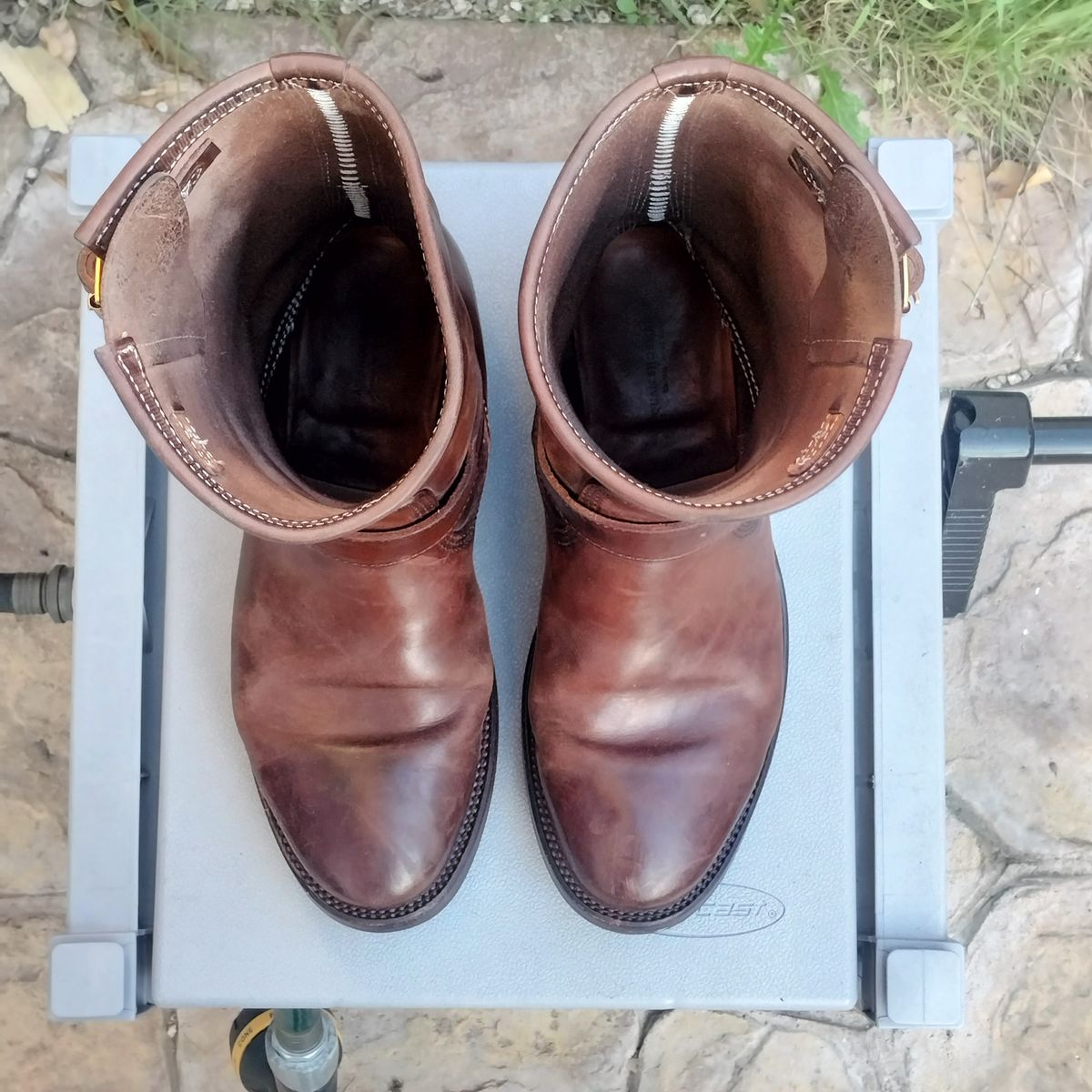 Photo by StuntTriple on February 2, 2026 of the Quan Shoemaker Engineer in Maryam Walnut TPR Horsebutt.