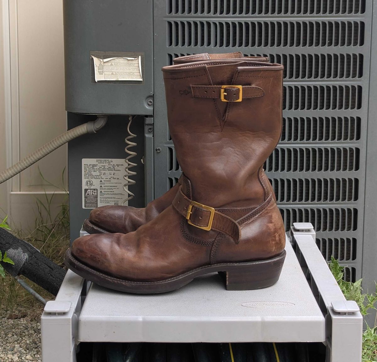 Photo by StuntTriple on April 1, 2026 of the Quan Shoemaker Engineer in Maryam Walnut TPR Horsebutt.