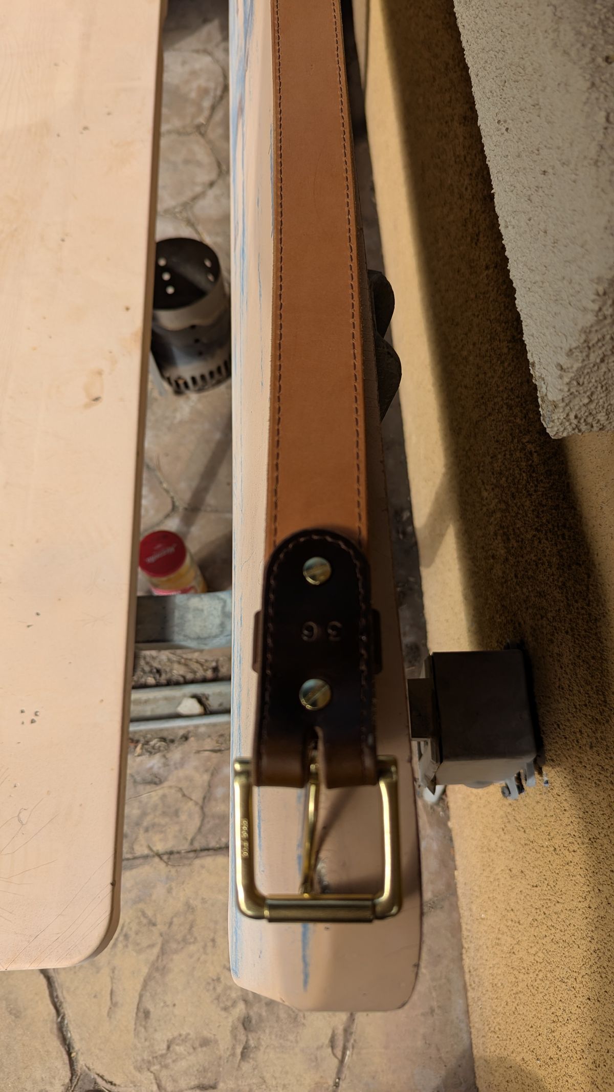 Photo by StuntTriple on October 7, 2025 of the Nicks Heritage Belt in Nicks / Horween Cognac Shackleton & Veg Tan Leather.