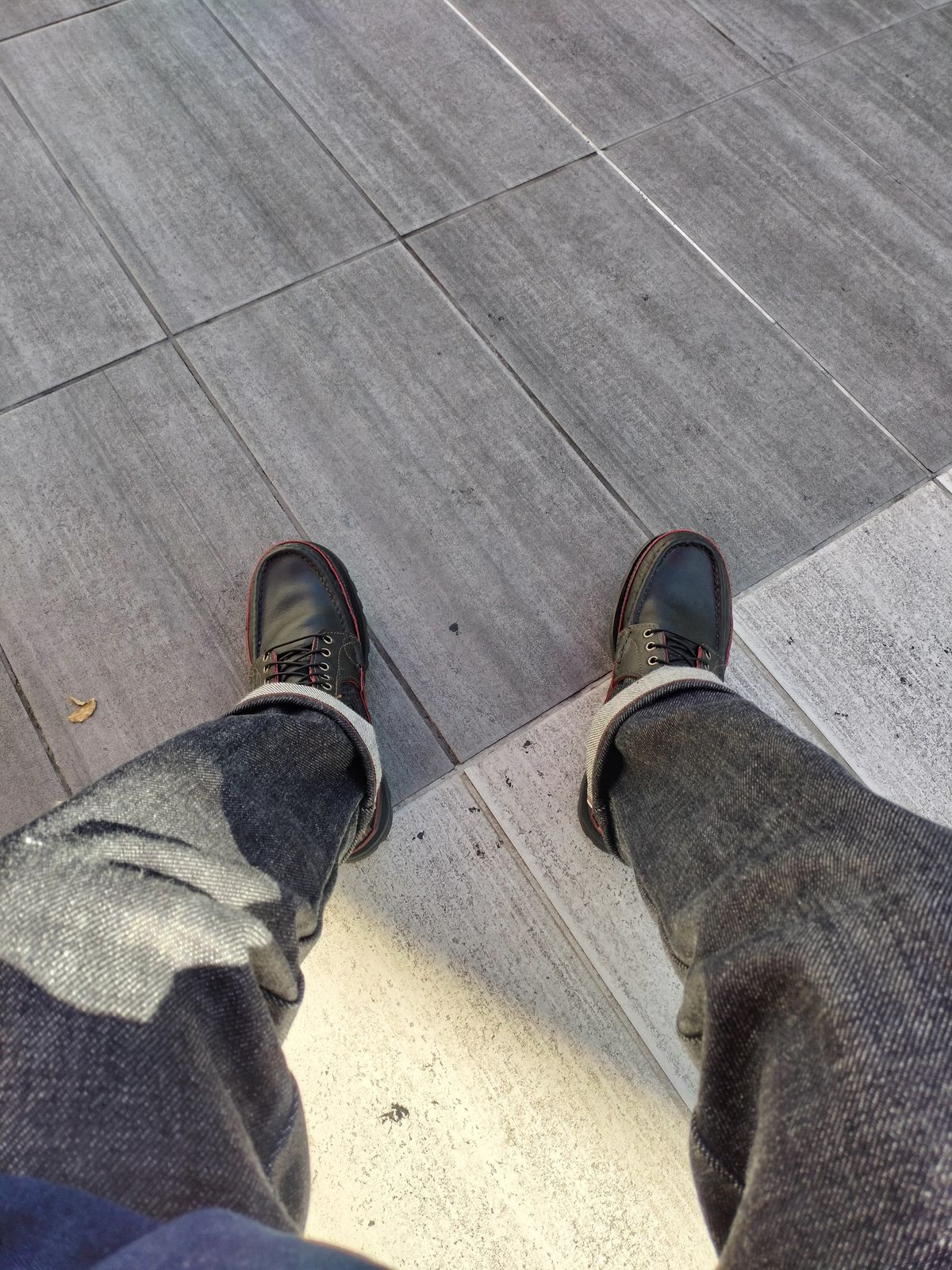 Photo by StuntTriple on November 9, 2025 of the Russell Moccasin Co. Rose Anvil X Naked & Famous X Russell Blood Core PH in Seidel x Rose Anvil "Blood Core" Leather & 21oz Elephant 13 Red Core Denim.