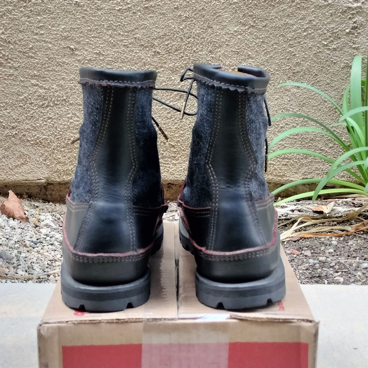 Photo by StuntTriple on May 17, 2026 of the Russell Moccasin Co. Rose Anvil X Naked & Famous X Russell Blood Core PH in Seidel x Rose Anvil "Blood Core" Leather & 21oz Elephant 13 Red Core Denim.