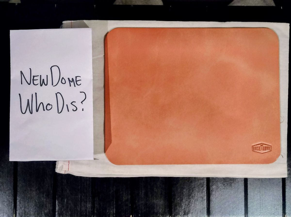 Photo by StuntTriple on October 1, 2025 of the Rose Anvil Mouse Pad in Wickett & Craig "Tan" 9oz Harness Leather.