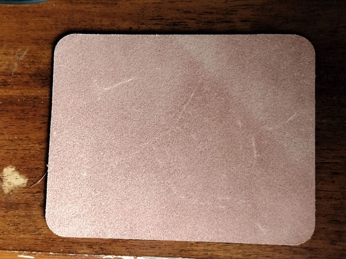 Photo by StuntTriple on November 4, 2025 of the Rose Anvil Mouse Pad in Wickett & Craig "Tan" 9oz Harness Leather.