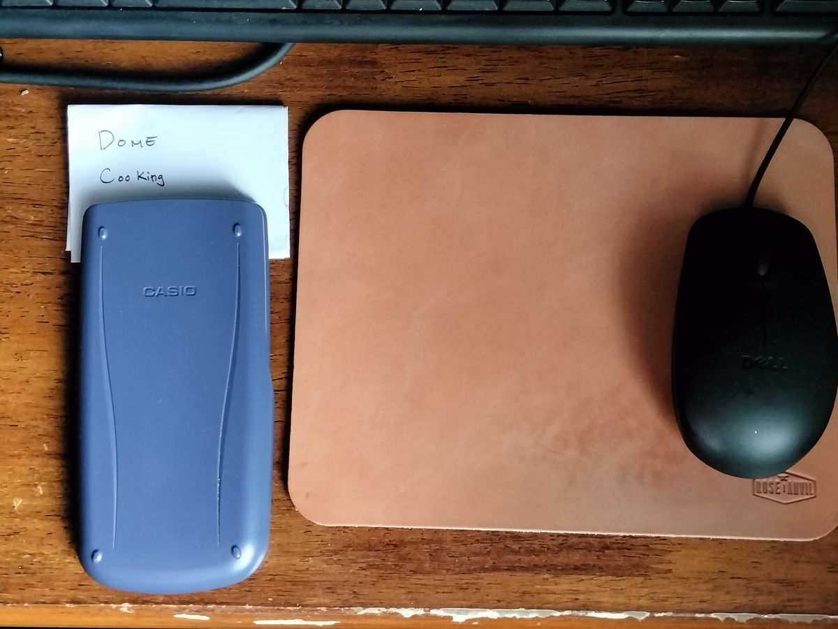 Photo by StuntTriple on November 4, 2025 of the Rose Anvil Mouse Pad in Wickett & Craig "Tan" 9oz Harness Leather.