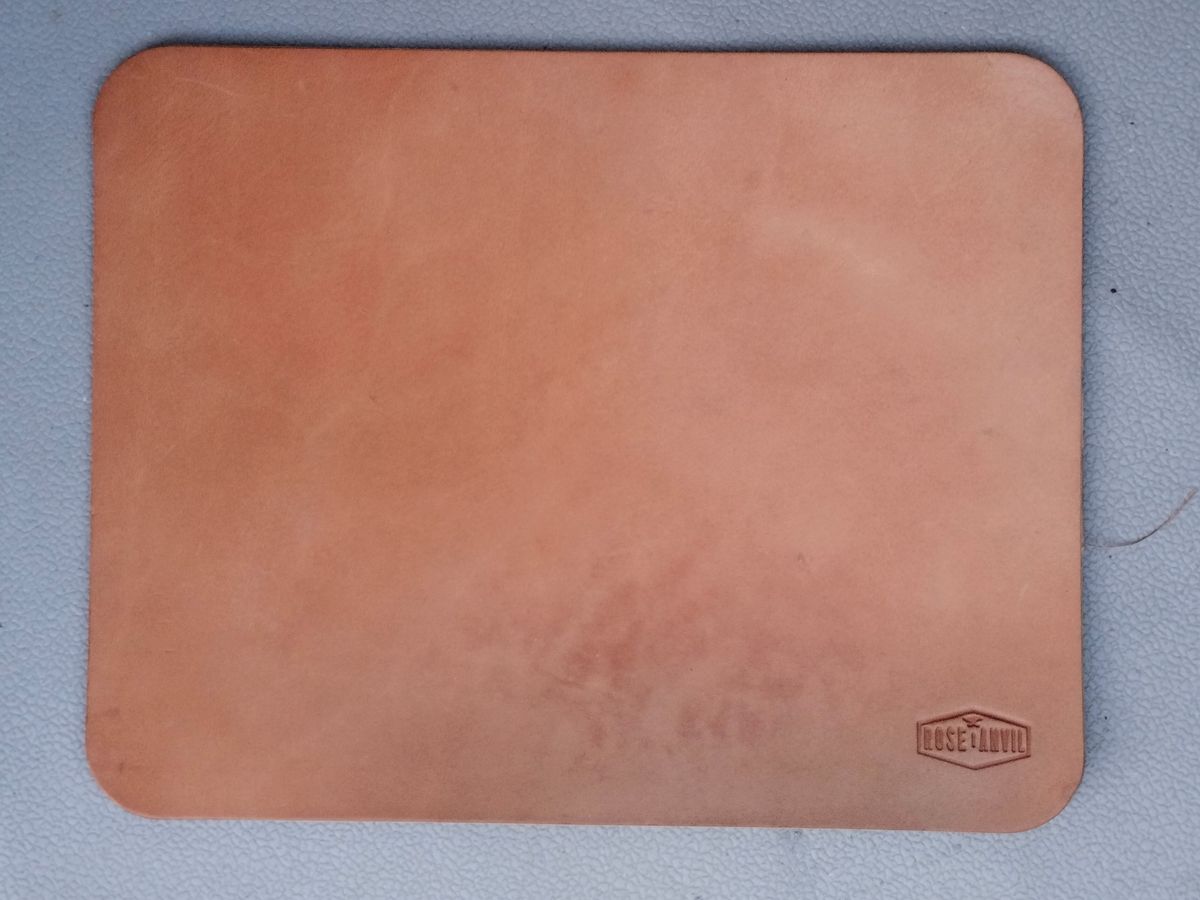 Photo by StuntTriple on December 2, 2025 of the Rose Anvil Mouse Pad in Wickett & Craig "Tan" 9oz Harness Leather.