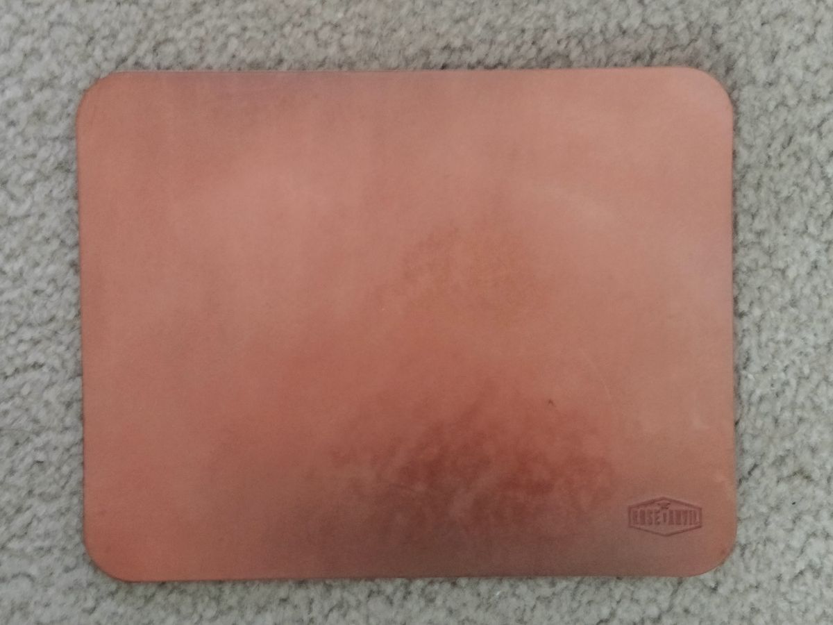 Photo by StuntTriple on February 1, 2026 of the Rose Anvil Mouse Pad in Wickett & Craig "Tan" 9oz Harness Leather.