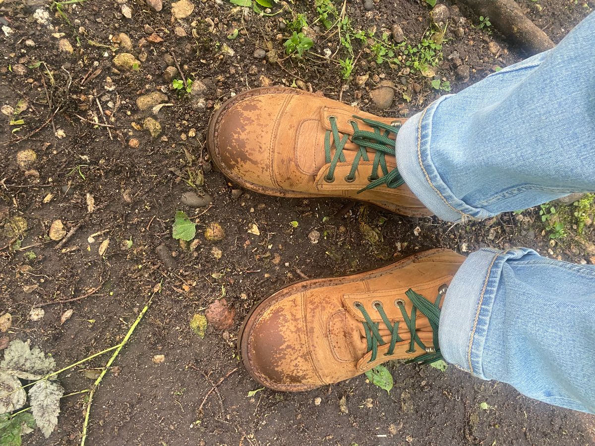Photo by lolo99 on June 3, 2025 of the Jim Green African Ranger Barefoot Boot in Fudge Crazy Horse.