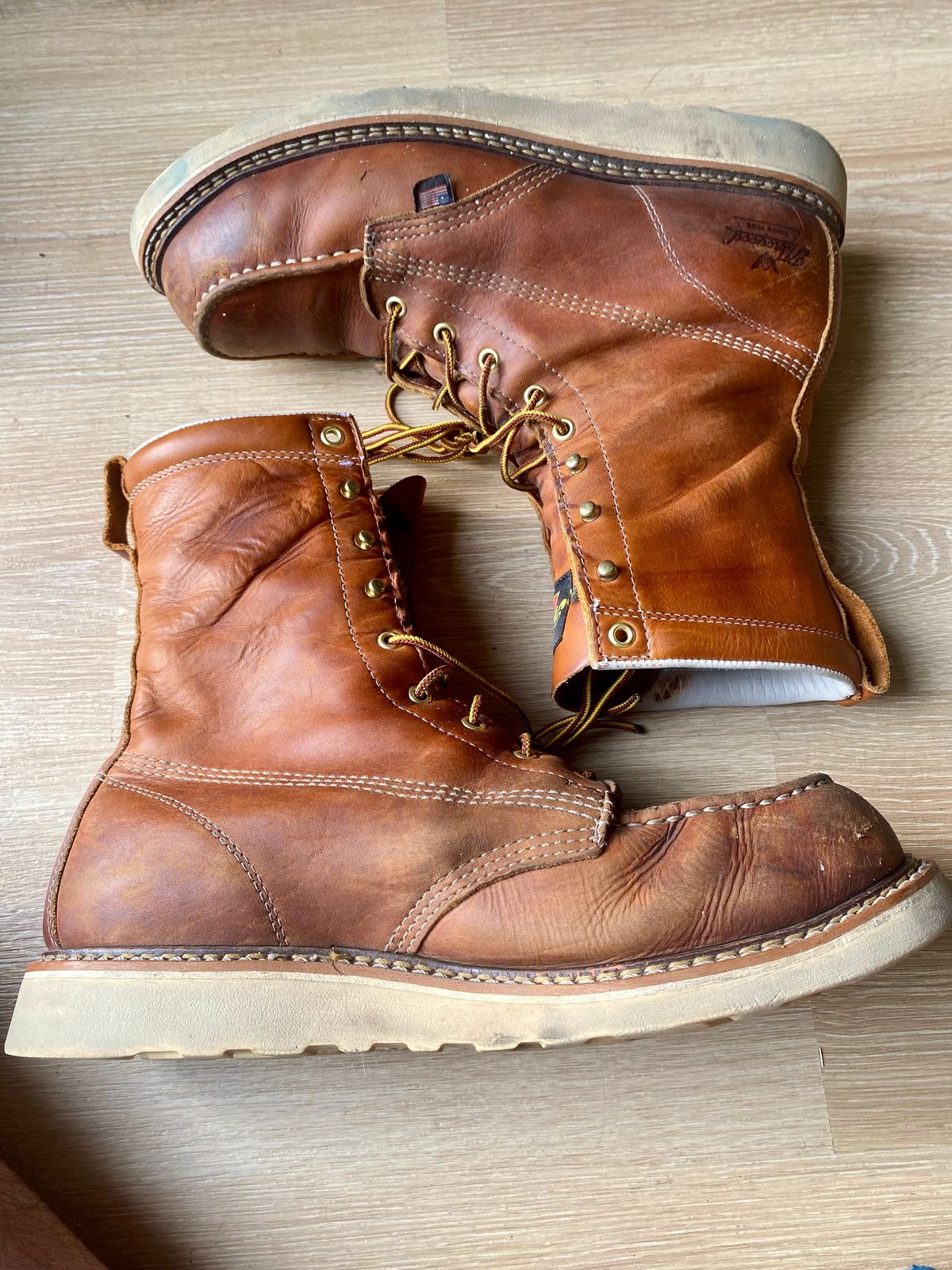 Photo by lolo99 on August 17, 2025 of the Thorogood 8" Moc Toe in Tobacco Gladiator Oil-Tanned.