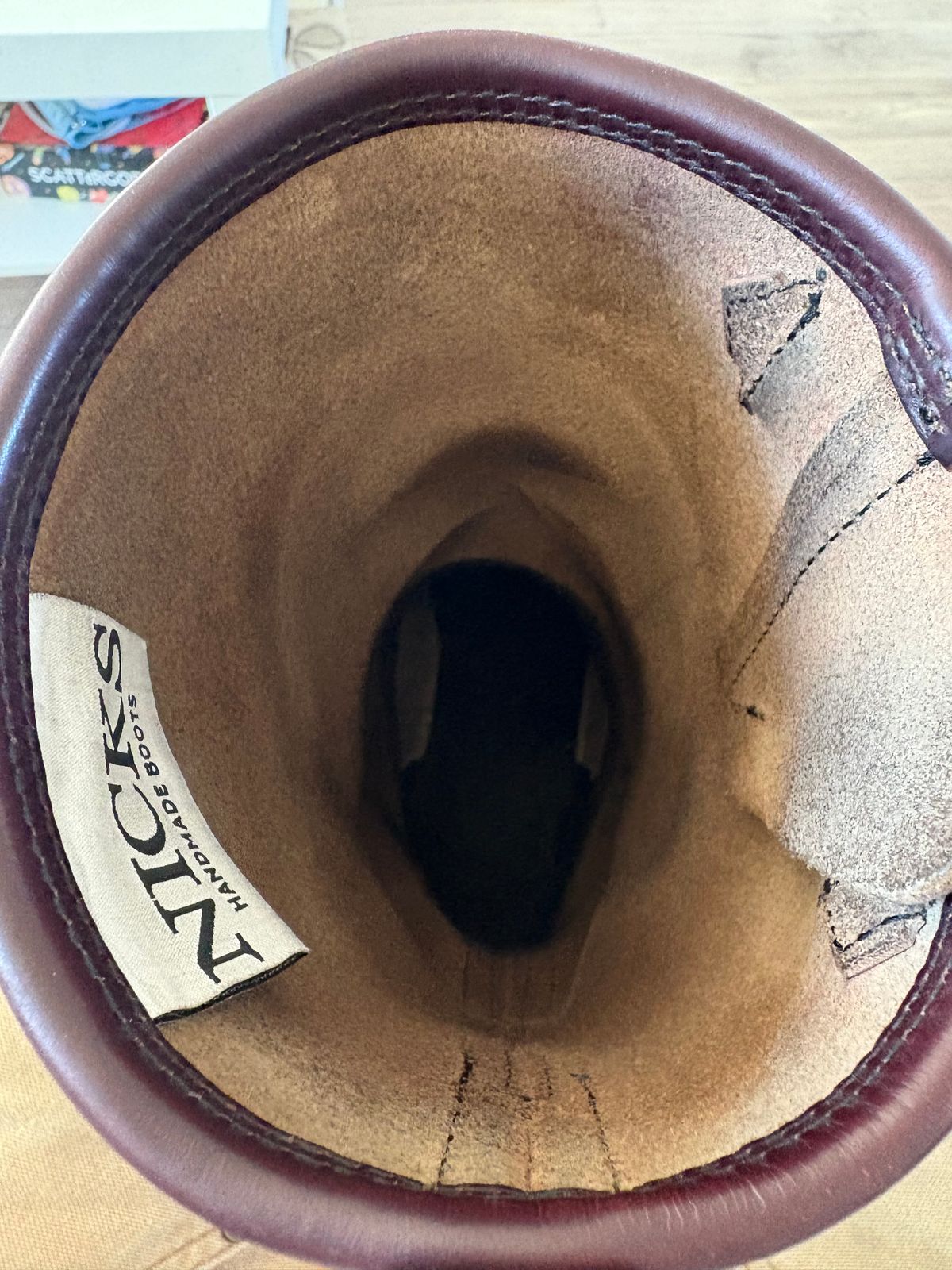 Photo by Eviejr on October 15, 2025 of the Nicks StationMaster in Horween Color 8 Chromexcel Strips.