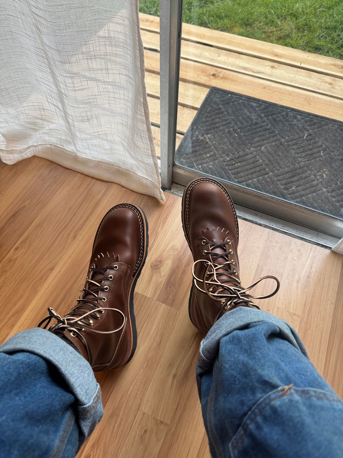 Photo by Awry_Camera on March 12, 2026 of the Nicks MTO in Horween Ember Waxed Flesh.