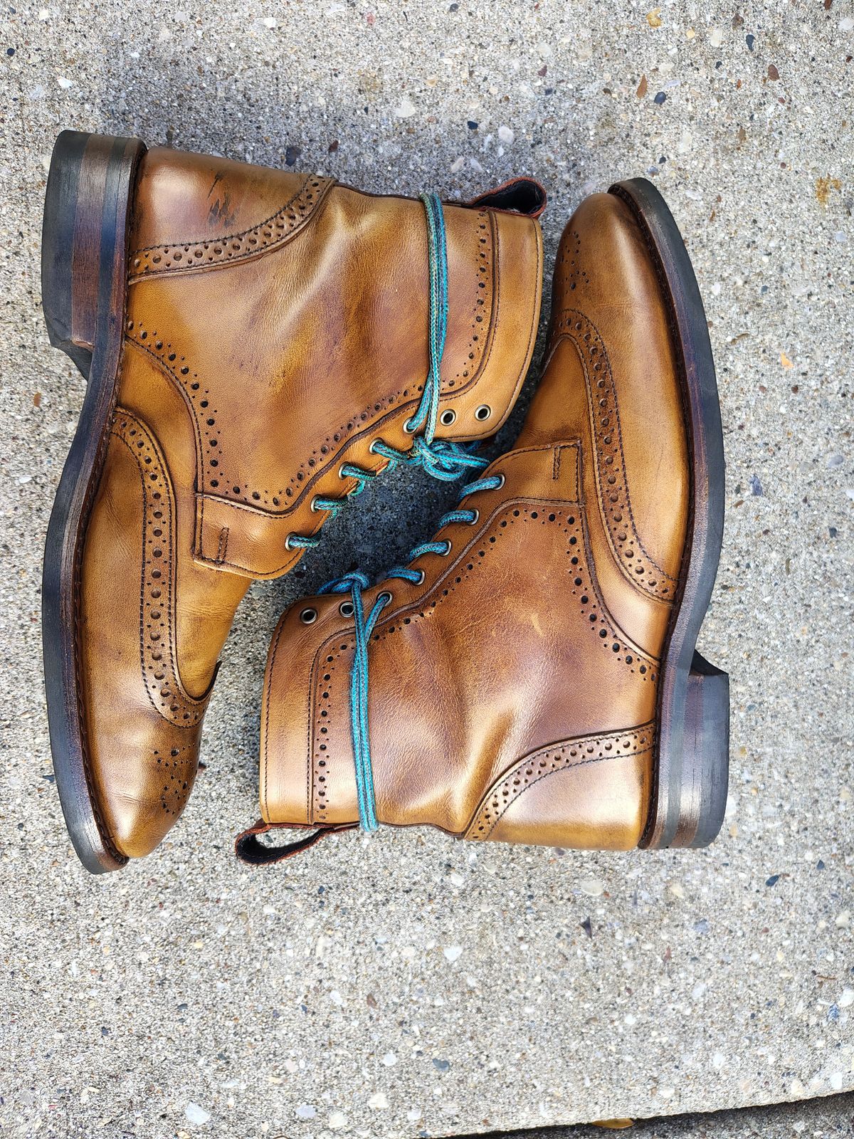 Photo by EMJ on November 2, 2025 of the Allen Edmonds Dalton Wingtip Dress Boot in Walnut Calfskin.