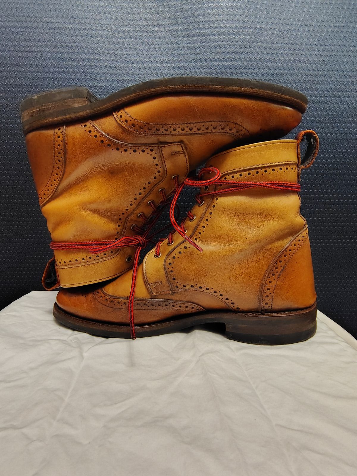 Photo by EMJ on February 3, 2026 of the Allen Edmonds Dalton Wingtip Dress Boot in Walnut Calfskin.