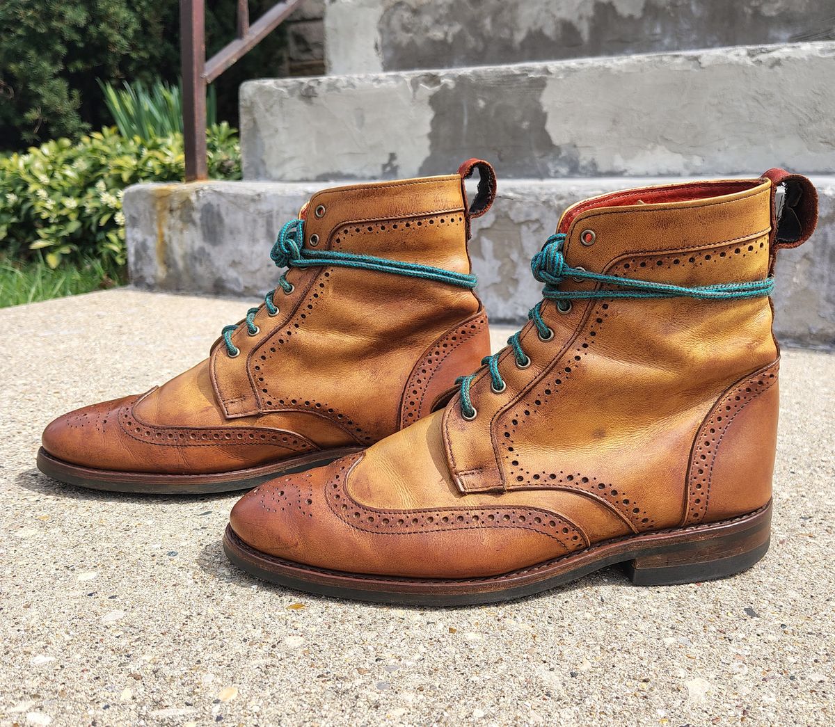 Photo by EMJ on April 3, 2026 of the Allen Edmonds Dalton Wingtip Dress Boot in Walnut Calfskin.