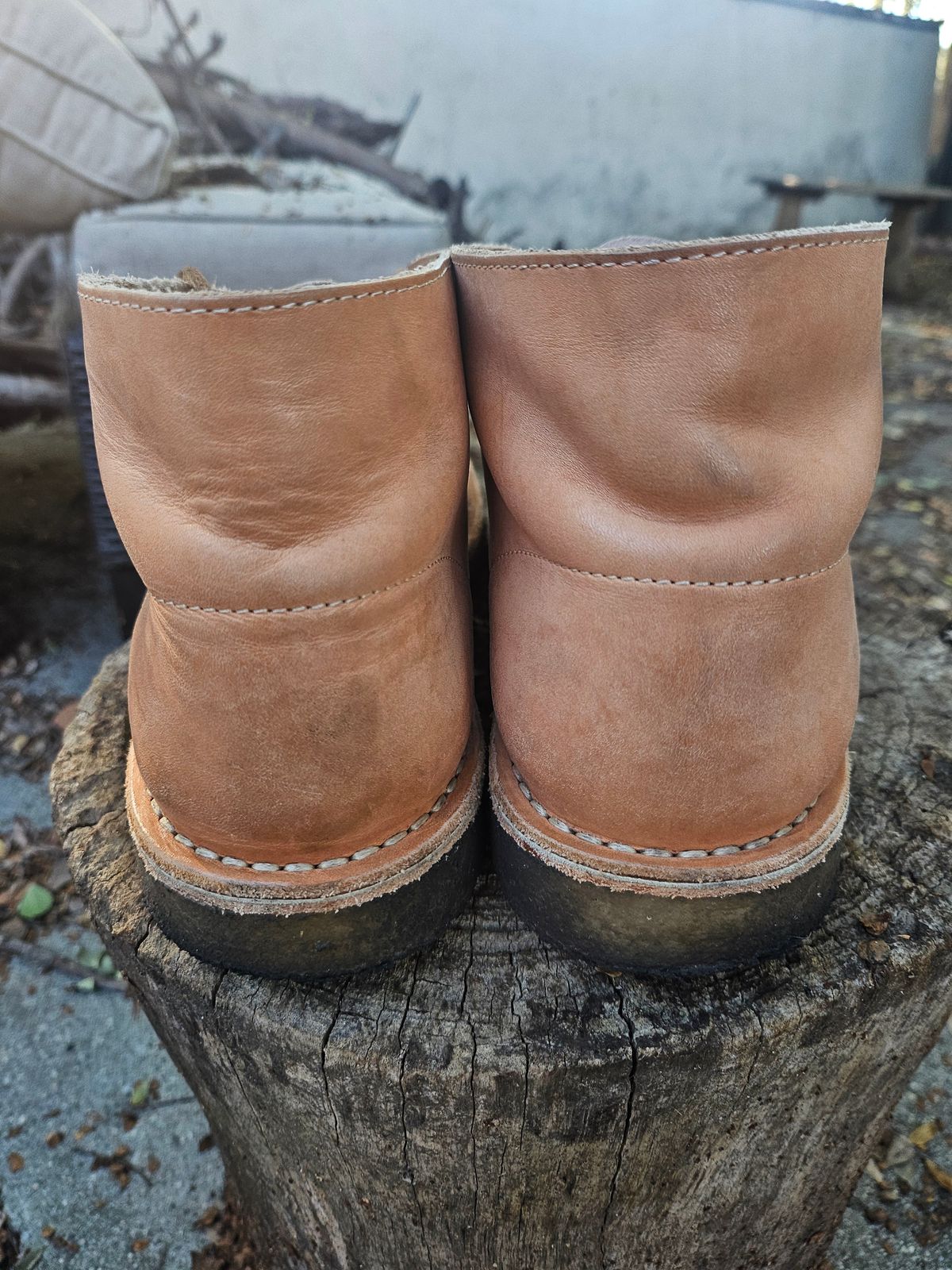 Photo by jackboot_jamstring on December 4, 2025 of the Clarks Desert Boot in Unknown Natural Veg Tan.