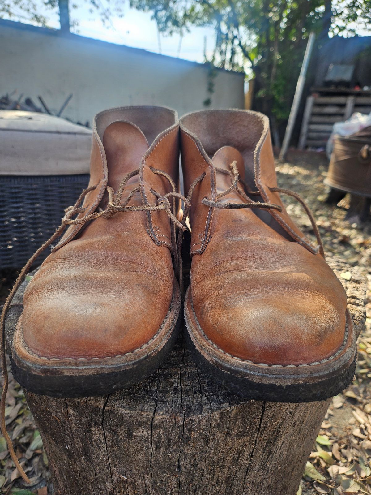 Photo by jackboot_jamstring on March 4, 2026 of the Clarks Desert Boot in Unknown Natural Veg Tan.
