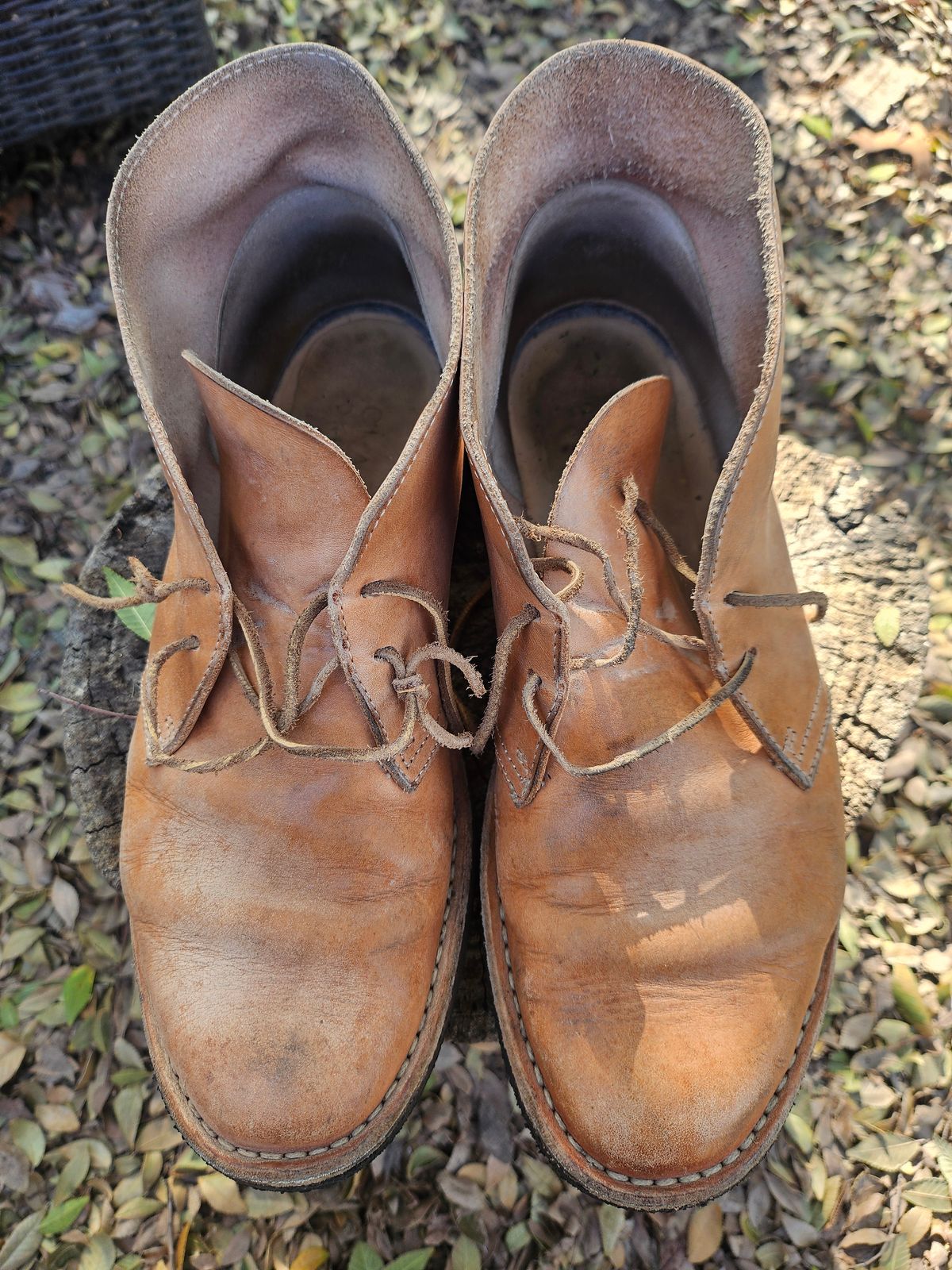 Photo by jackboot_jamstring on March 4, 2026 of the Clarks Desert Boot in Unknown Natural Veg Tan.