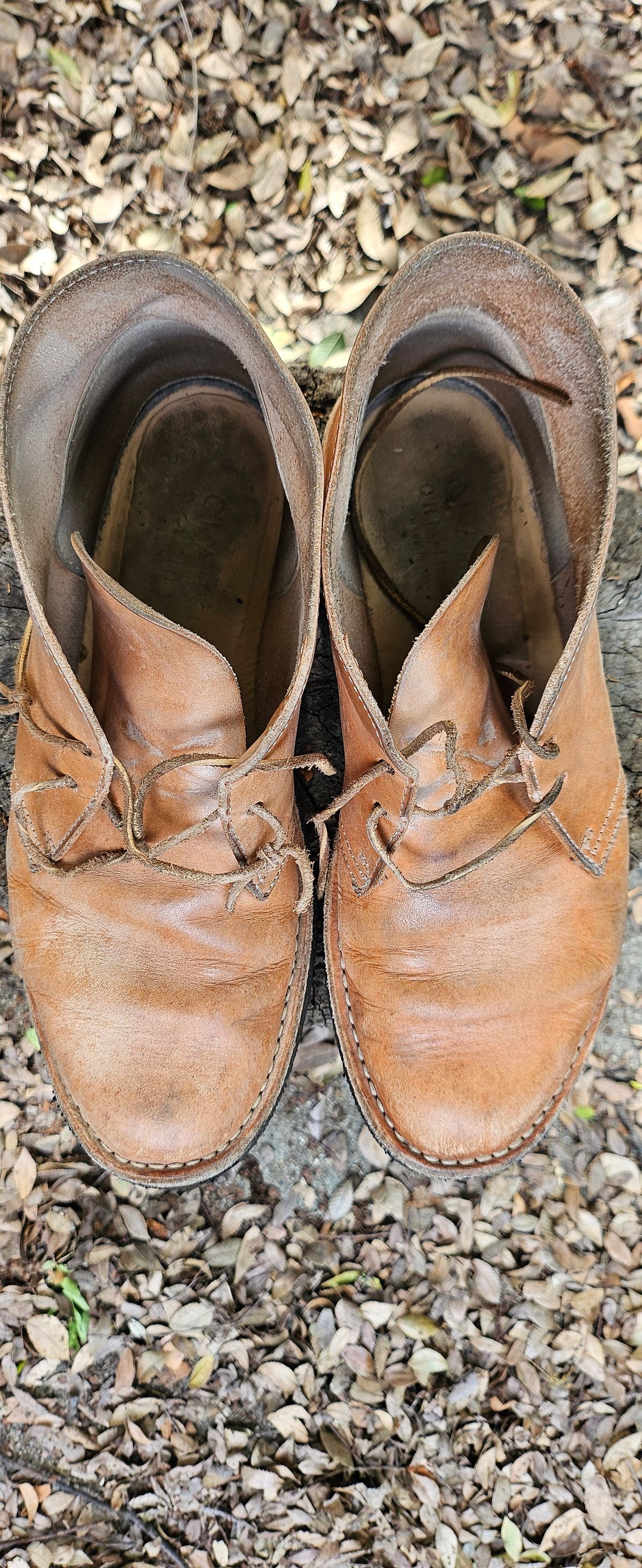 Photo by jackboot_jamstring on April 3, 2026 of the Clarks Desert Boot in Unknown Natural Veg Tan.