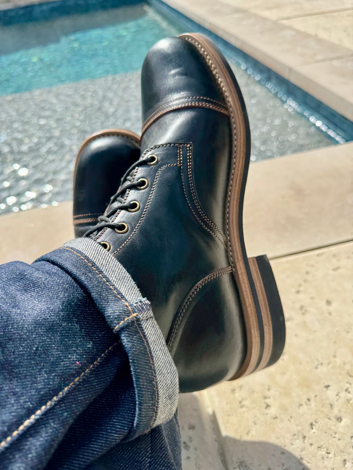 Photo by chris on January 16, 2025 of the Jakkrabbits Field Boots in Shinki Black Teacore Horsehide.