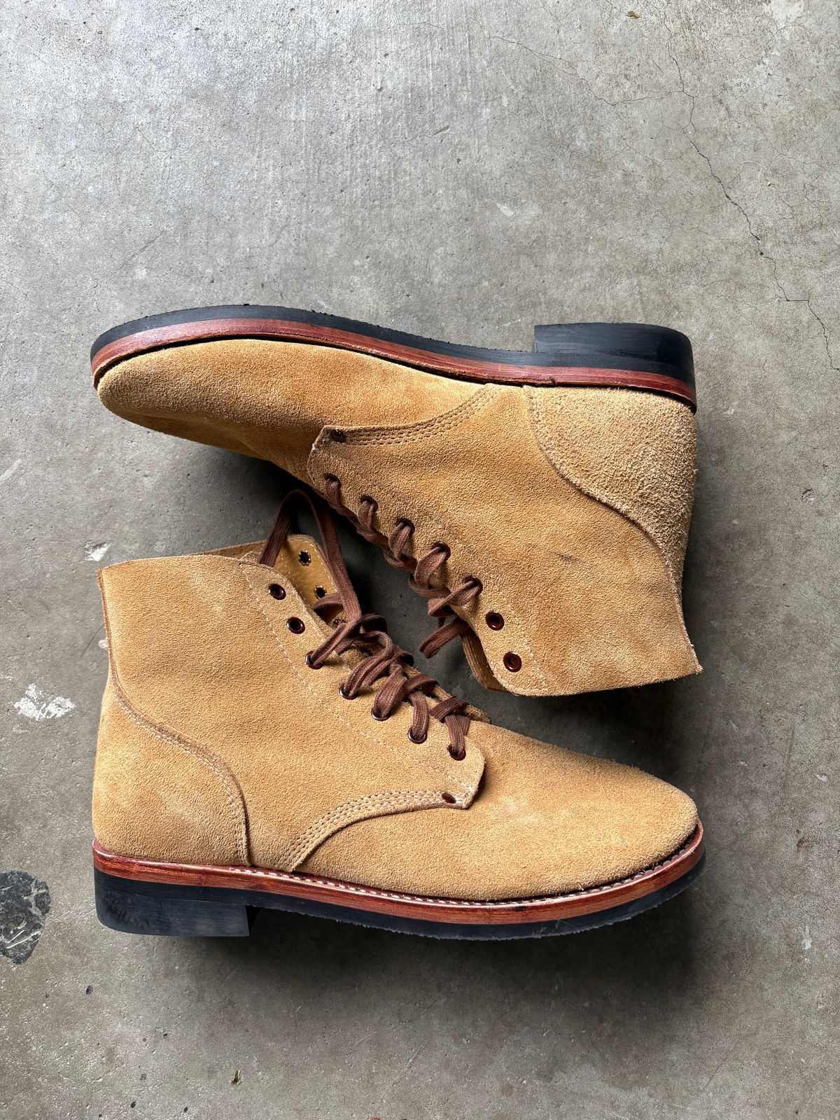 Photo by RTRSnk004 on June 21, 2026 of the At The Front Repro Type III US Army Service Shoe in Light Brown Roughout.