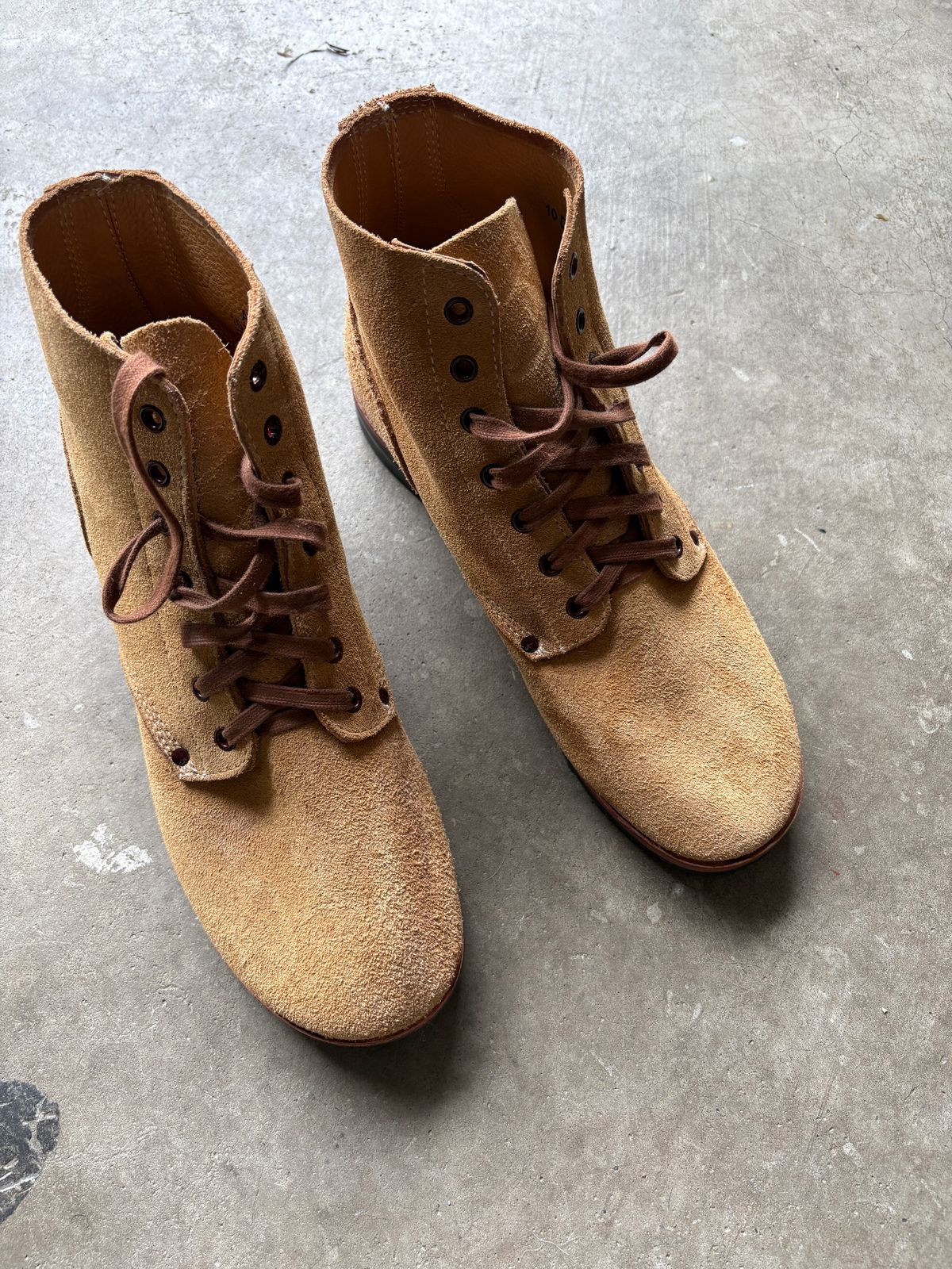 Photo by RTRSnk004 on June 21, 2026 of the At The Front Repro Type III US Army Service Shoe in Light Brown Roughout.