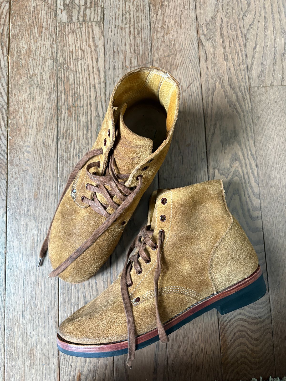 Photo by RTRSnk004 on June 23, 2026 of the At The Front Repro Type III US Army Service Shoe in Light Brown Roughout.