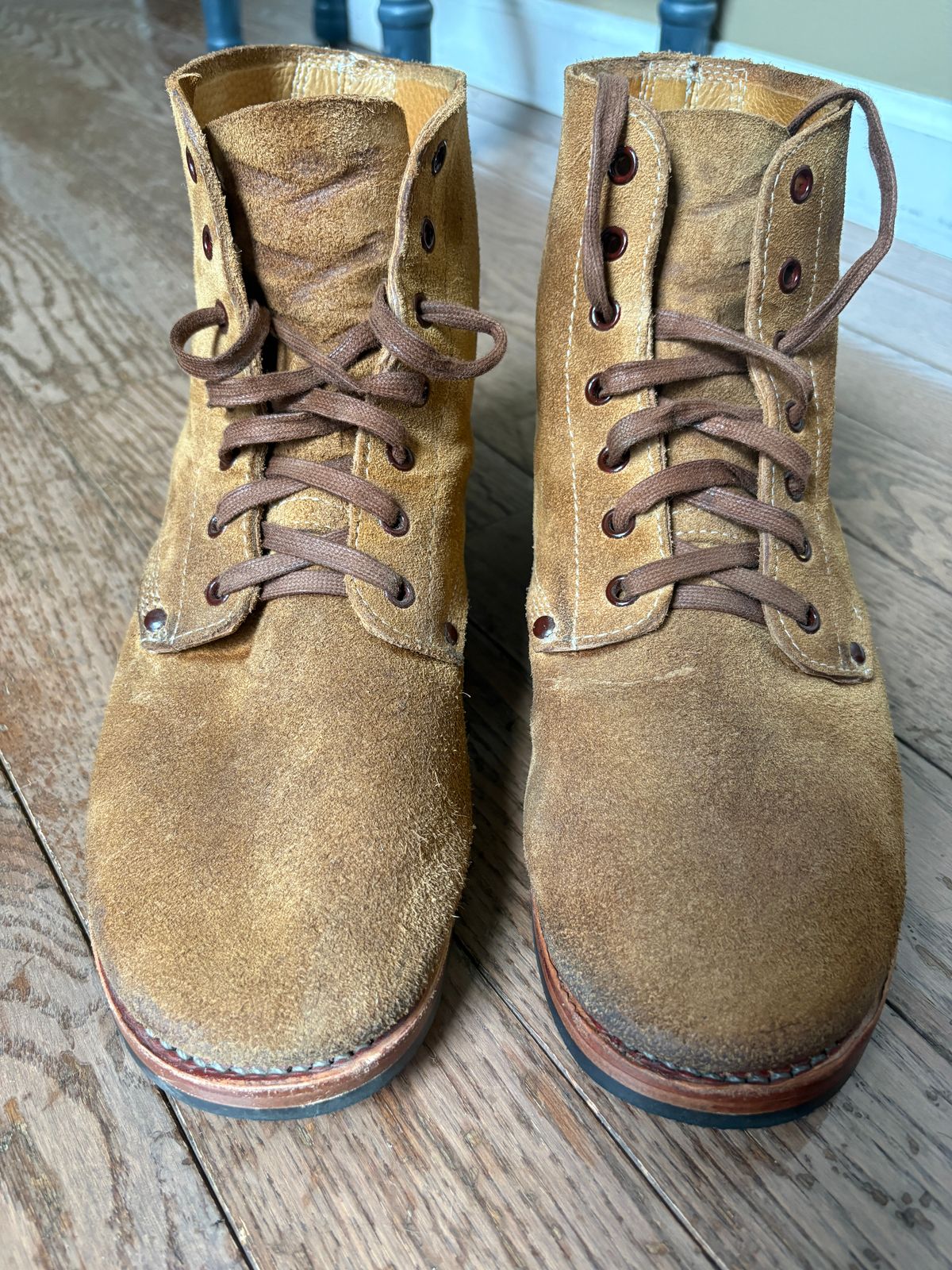Photo by RTRSnk004 on June 25, 2026 of the At The Front Repro Type III US Army Service Shoe in Light Brown Roughout.