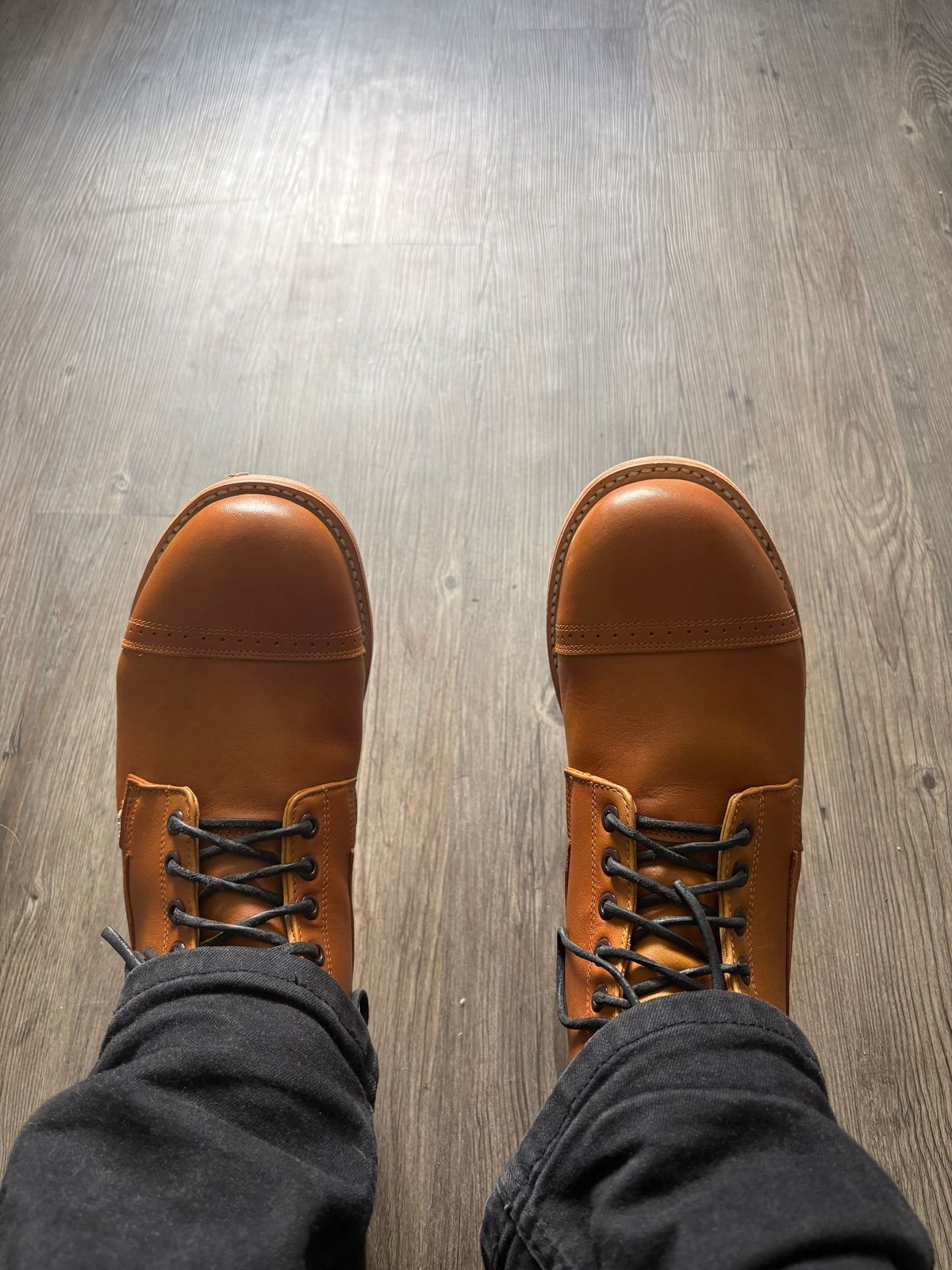 Photo by RTRSnk004 on April 23, 2026 of the SM Wholesale Reproduction 1912 US Army Marching Boot in Vegetable-tanned Cowhide & Canvas Liner.
