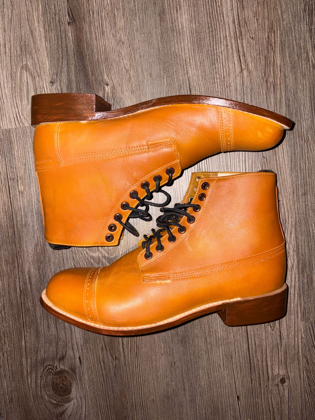 Photo by RTRSnk004 on April 24, 2026 of the SM Wholesale Reproduction 1912 US Army Marching Boot in Vegetable-tanned Cowhide & Canvas Liner.