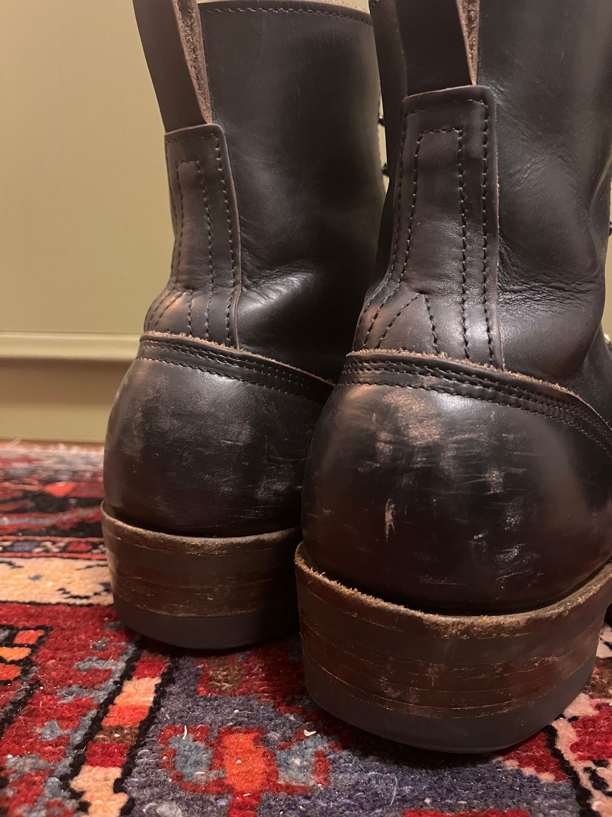 Photo by cricket on December 27, 2025 of the Nicks Lace Up Heritage in Horween Black Chromexcel.