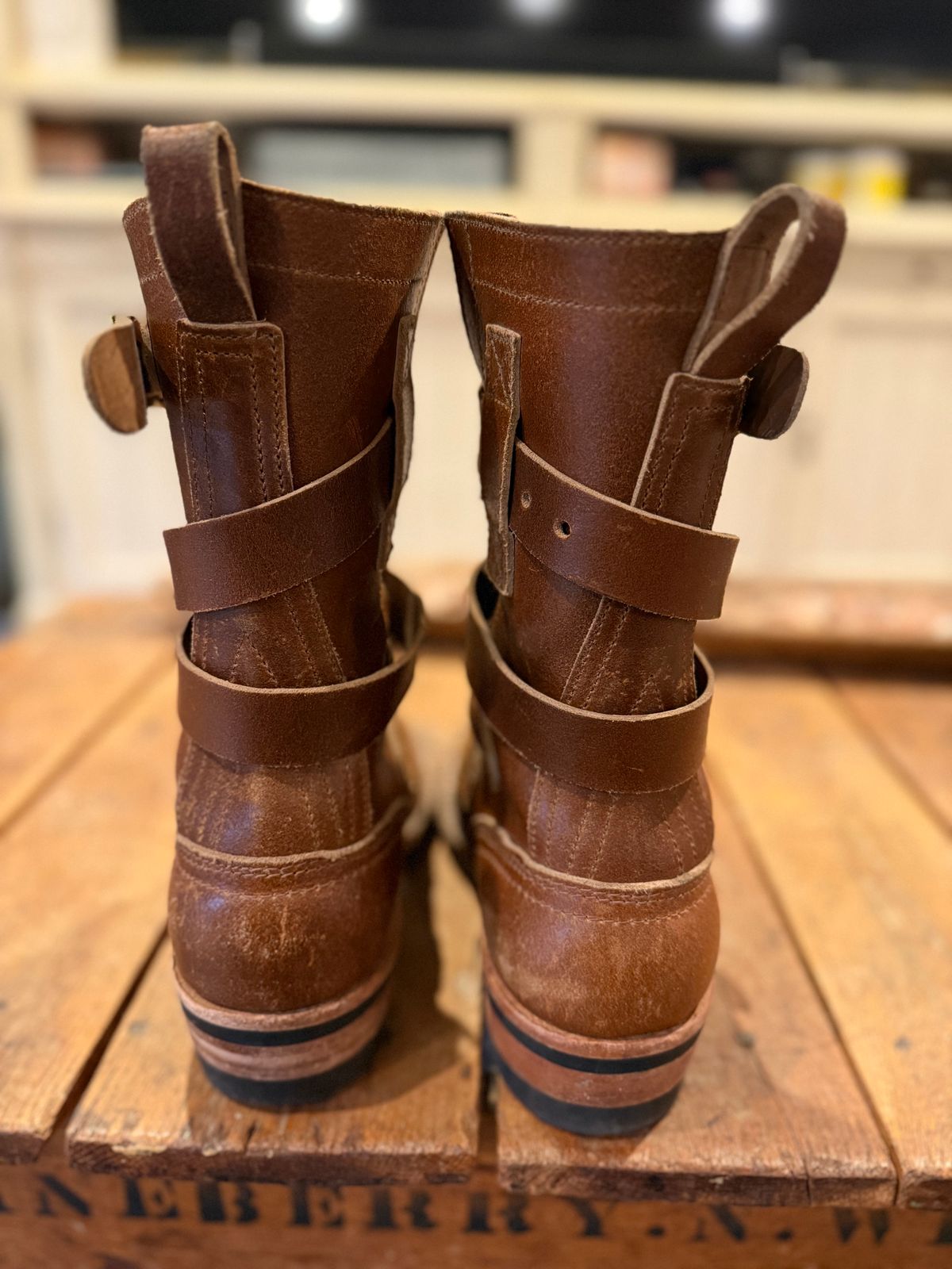 Photo by jbiondo on December 6, 2025 of the Nicks TankerPro in Horween Ember Waxed Flesh.