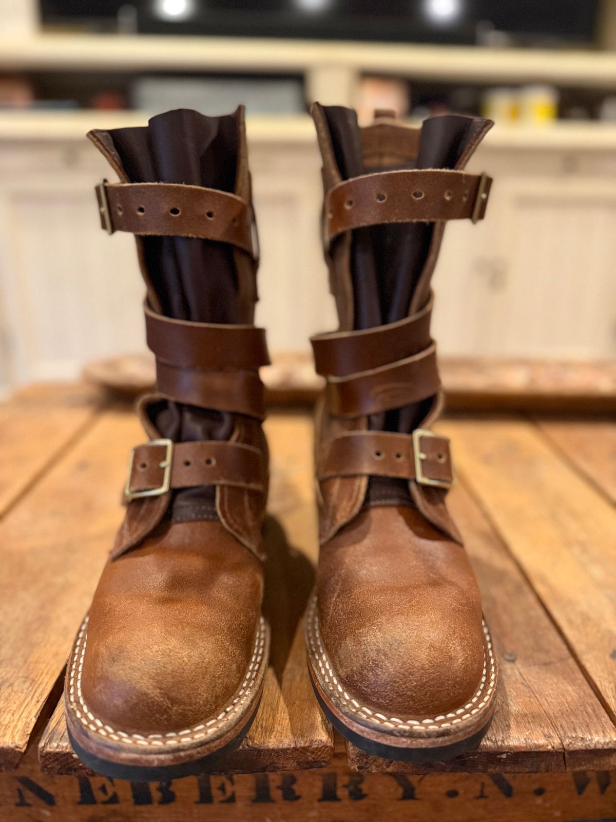Photo by jbiondo on December 6, 2025 of the Nicks TankerPro in Horween Ember Waxed Flesh.
