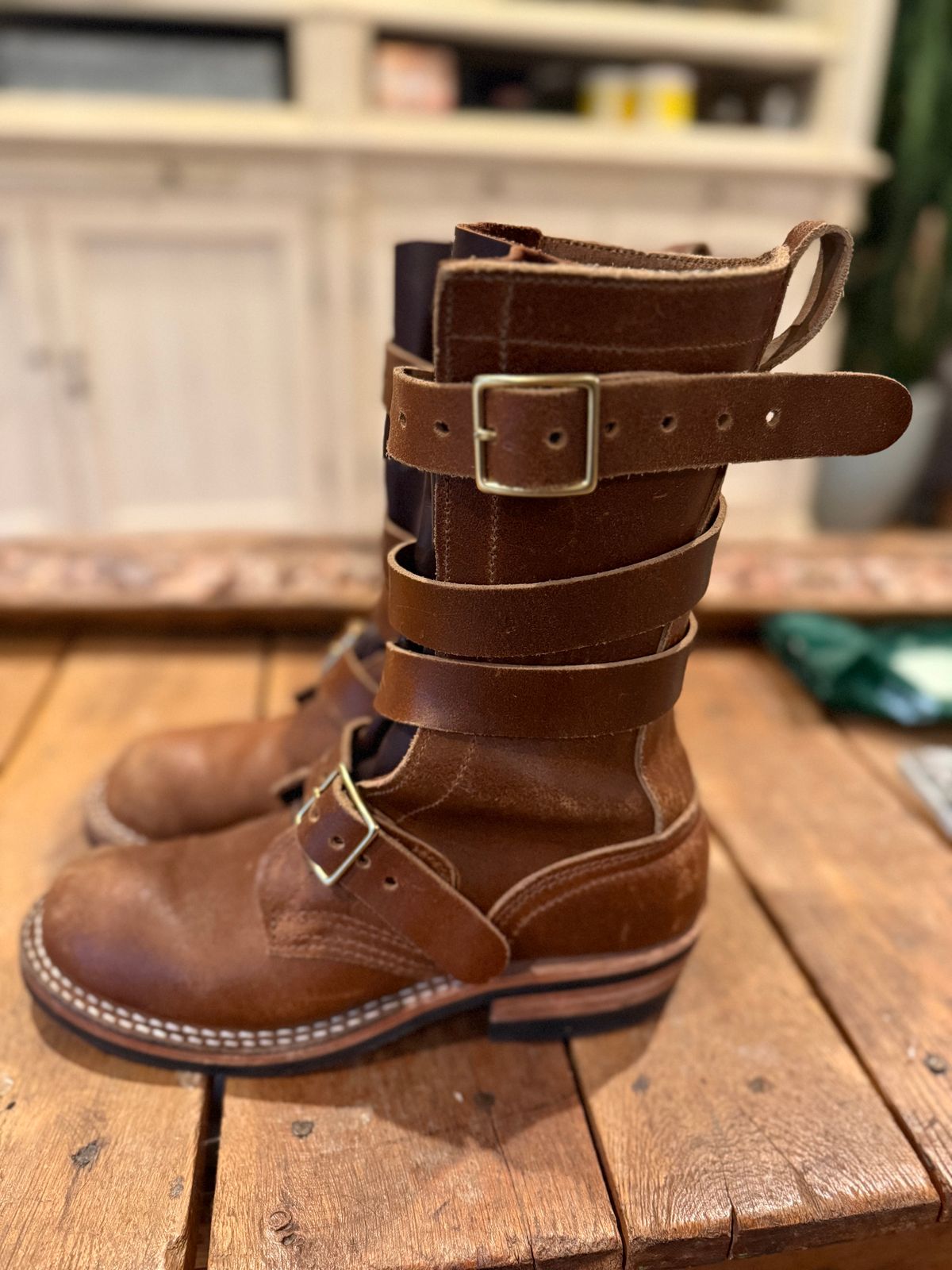 Photo by jbiondo on December 6, 2025 of the Nicks TankerPro in Horween Ember Waxed Flesh.