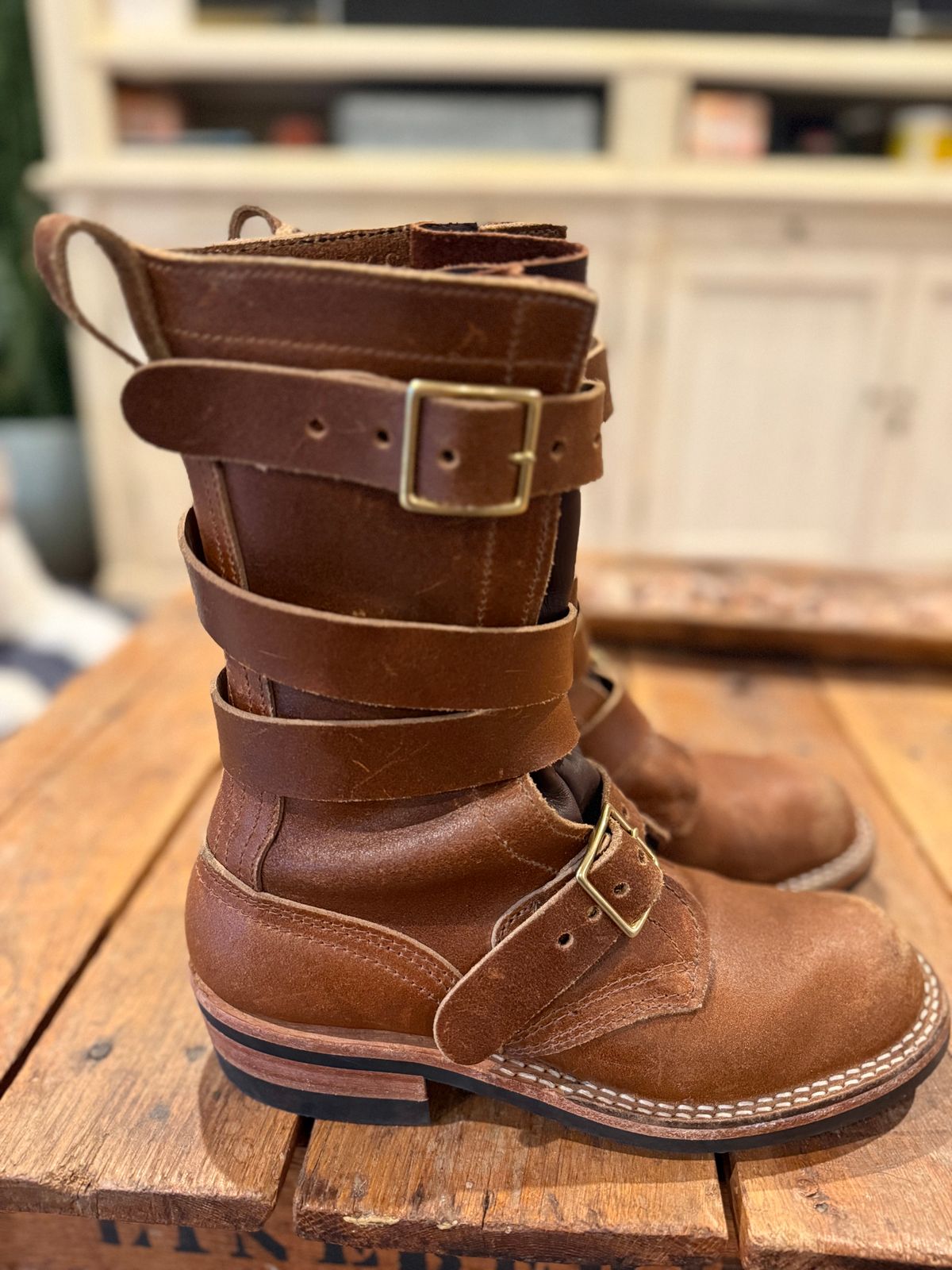 Photo by jbiondo on December 6, 2025 of the Nicks TankerPro in Horween Ember Waxed Flesh.