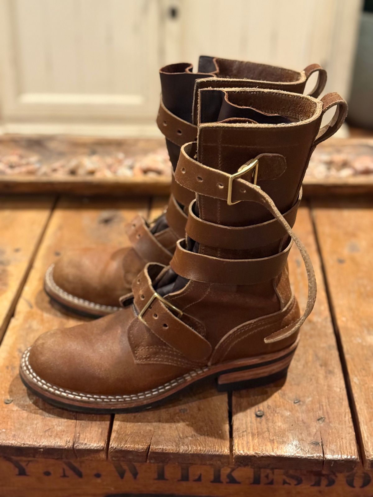 Photo by jbiondo on February 6, 2026 of the Nicks TankerPro in Horween Ember Waxed Flesh.