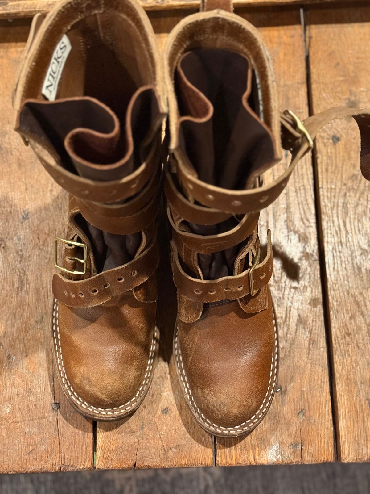 Photo by jbiondo on February 6, 2026 of the Nicks TankerPro in Horween Ember Waxed Flesh.