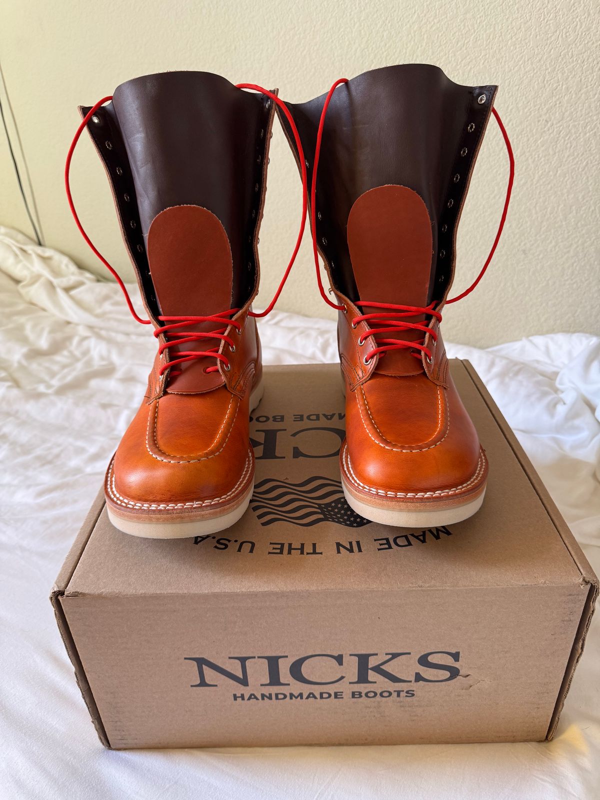 Photo by LarryDaGreaT on November 6, 2024 of the Nicks Moc Toe in Wickett & Craig Double Stuffed Tobacco.