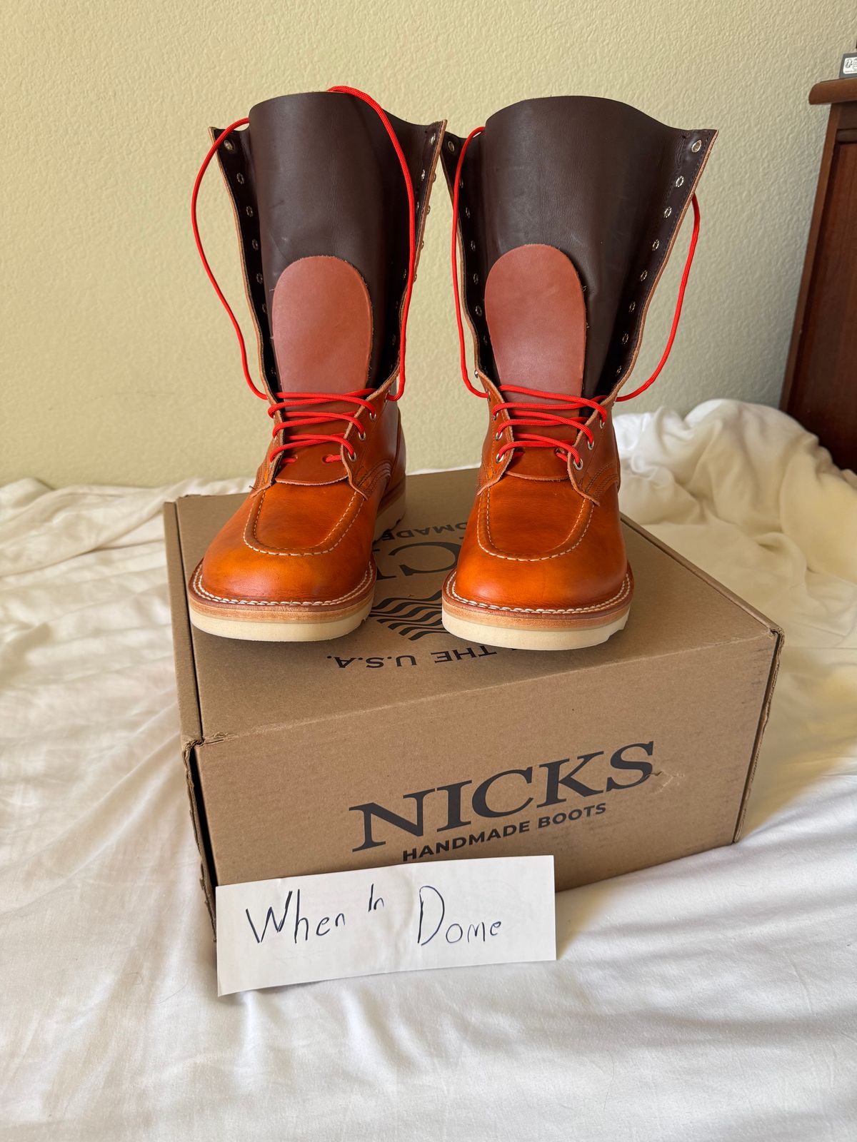 Photo by LarryDaGreaT on November 6, 2024 of the Nicks Moc Toe in Wickett & Craig Double Stuffed Tobacco.