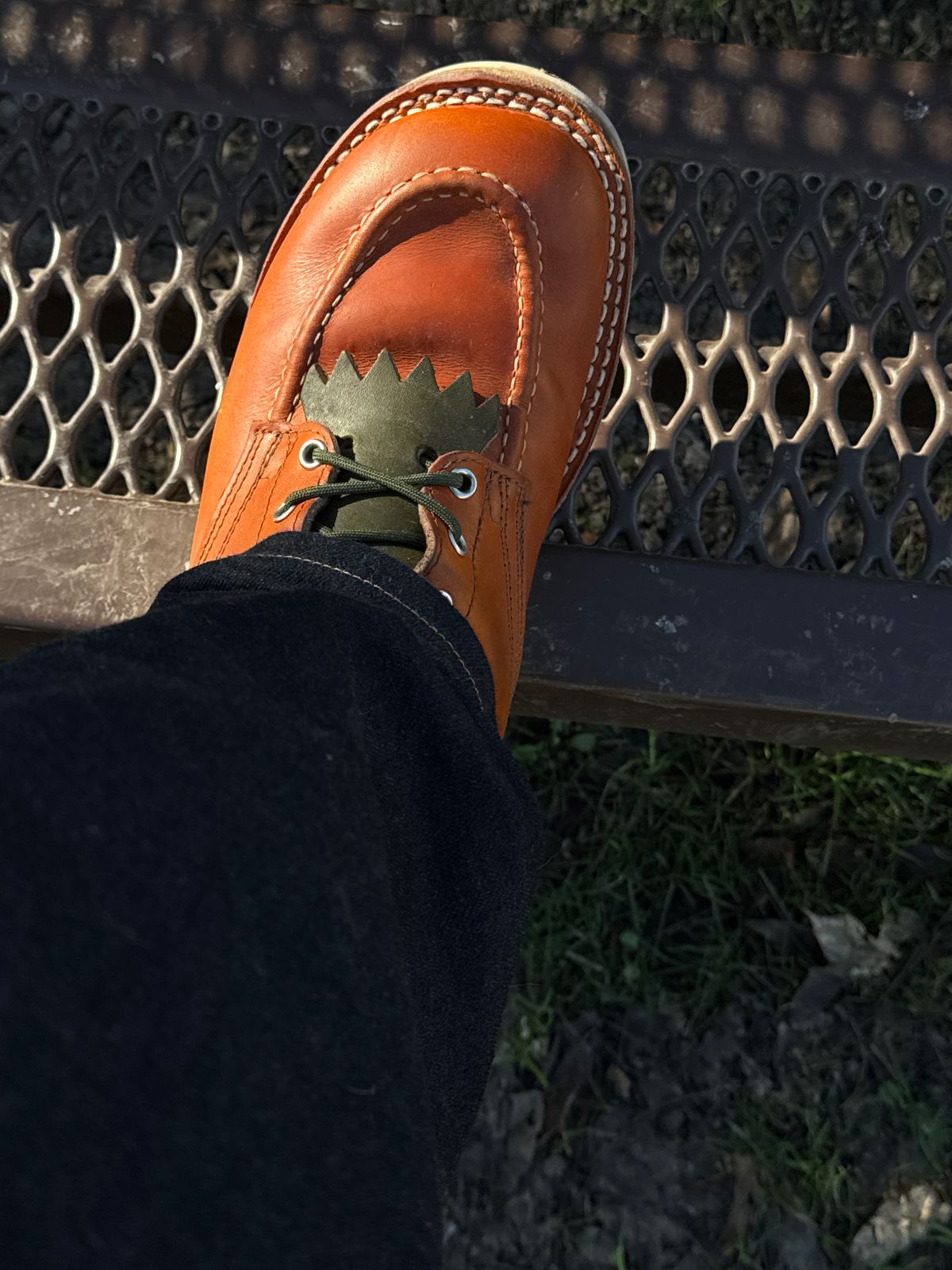 Photo by LarryDaGreaT on January 16, 2025 of the Nicks Moc Toe in Wickett & Craig Double Stuffed Tobacco.