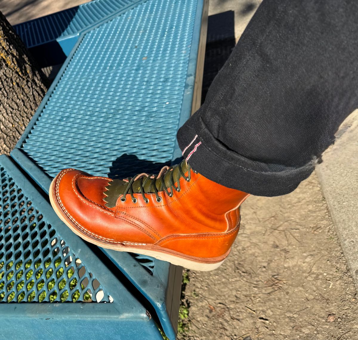 Photo by LarryDaGreaT on January 23, 2025 of the Nicks Moc Toe in Wickett & Craig Double Stuffed Tobacco.