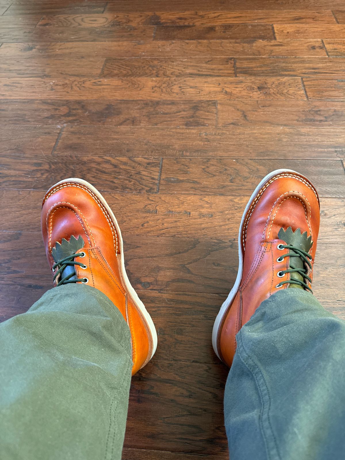 Photo by LarryDaGreaT on February 6, 2025 of the Nicks Moc Toe in Wickett & Craig Double Stuffed Tobacco.