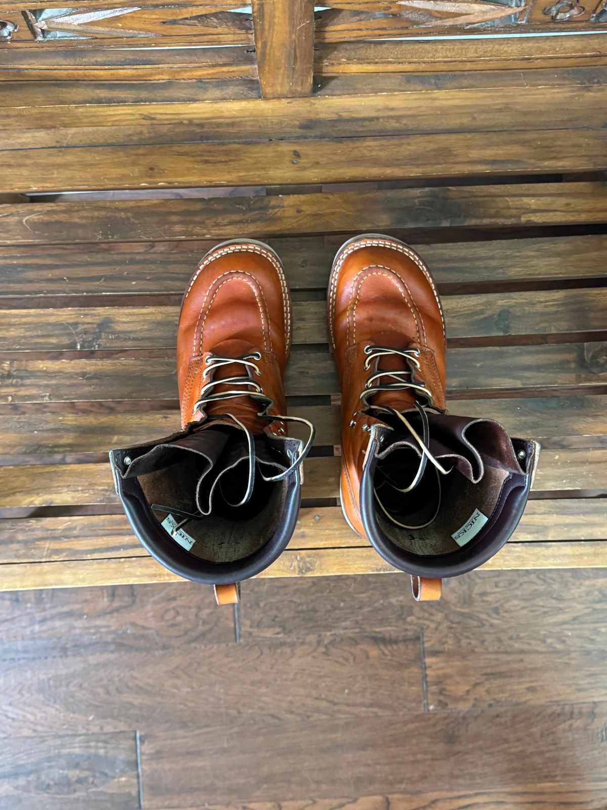 Photo by LarryDaGreaT on March 5, 2025 of the Nicks Moc Toe in Wickett & Craig Double Stuffed Tobacco.