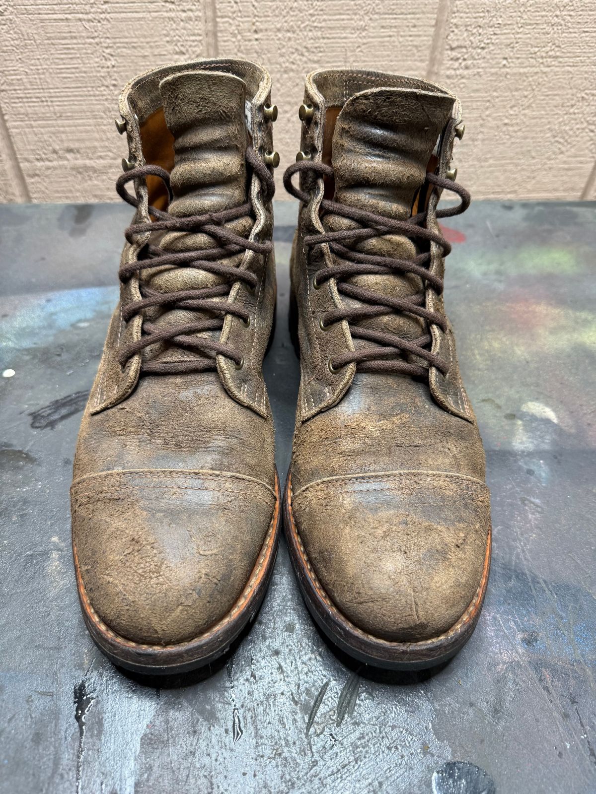 Photo by tellis7777 on February 17, 2025 of the Truman Cap Toe Boot in C.F. Stead Stone Rambler.