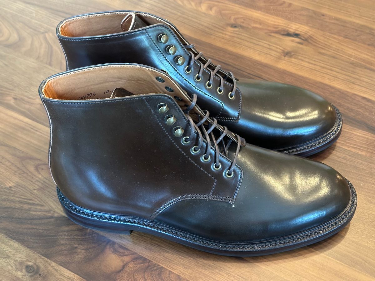 Photo by bootguy on October 1, 2024 of the Grant Stone Edward Boot in Horween Maduro Shell Cordovan.