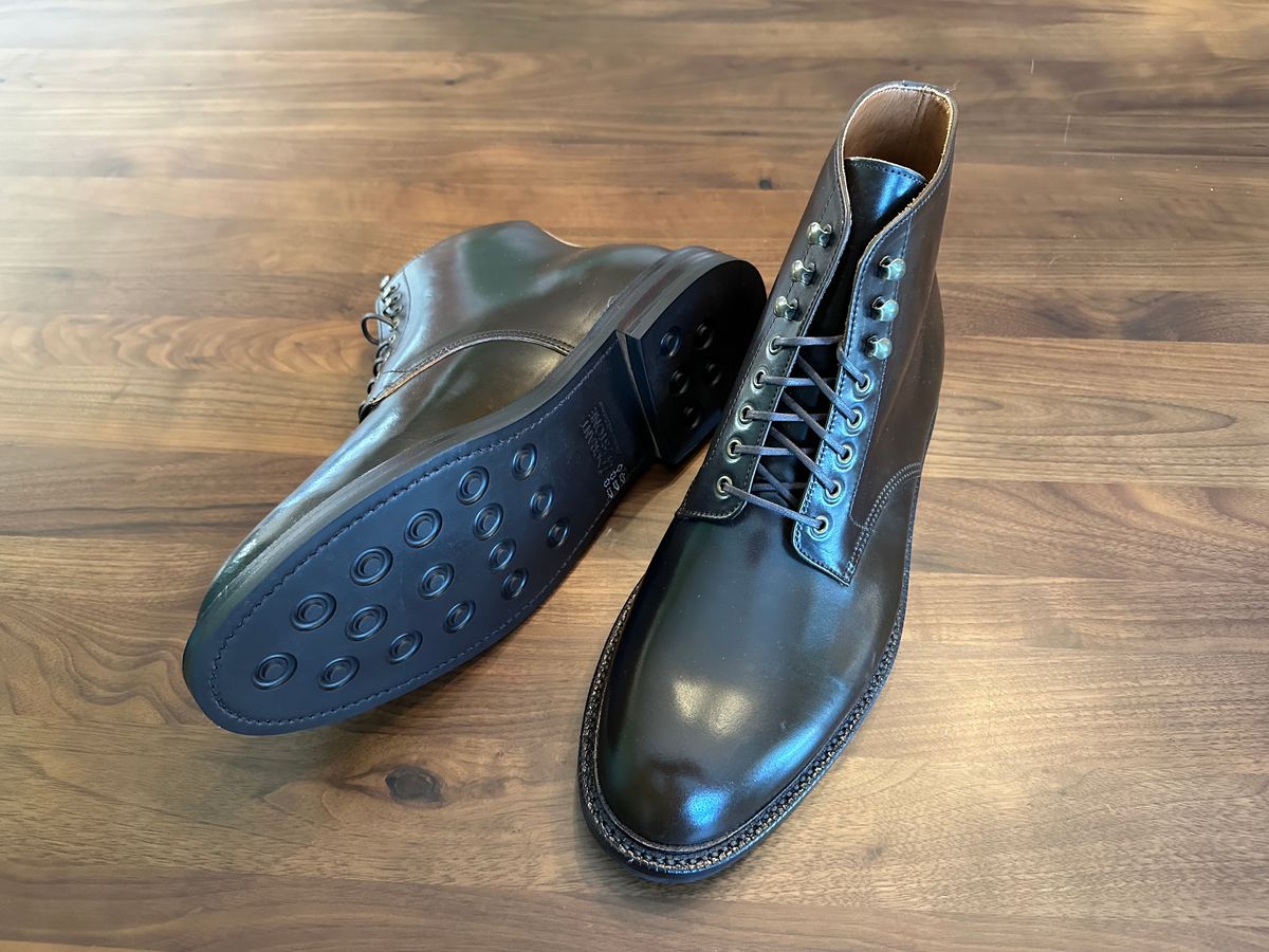 Photo by bootguy on October 1, 2024 of the Grant Stone Edward Boot in Horween Maduro Shell Cordovan.