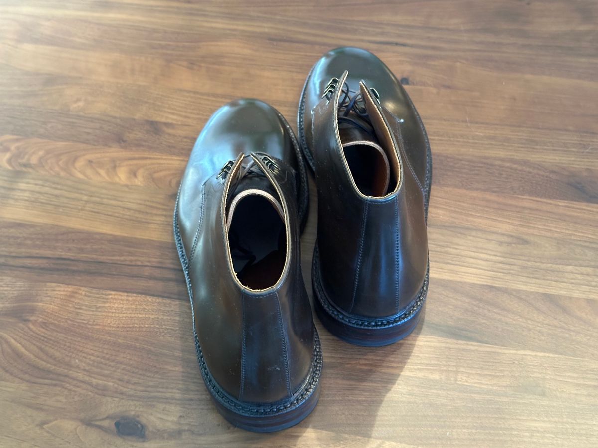 Photo by bootguy on October 1, 2024 of the Grant Stone Edward Boot in Horween Maduro Shell Cordovan.