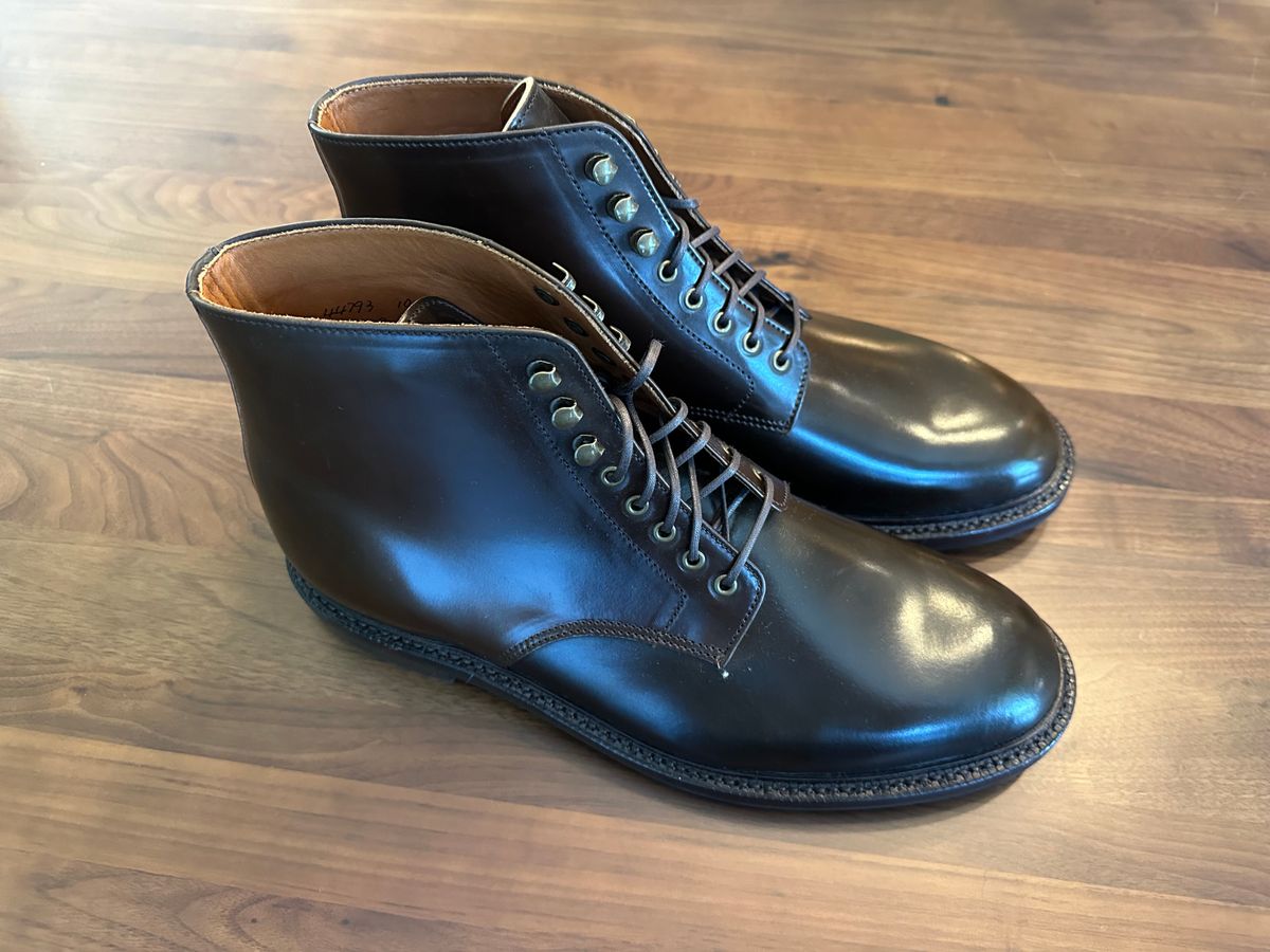 Photo by bootguy on October 1, 2024 of the Grant Stone Edward Boot in Horween Maduro Shell Cordovan.
