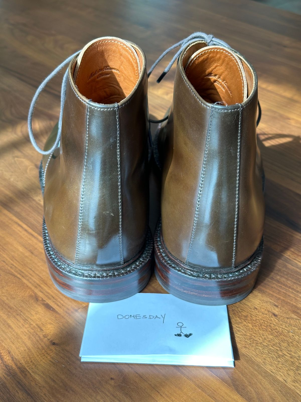 Photo by bootguy on October 2, 2024 of the Grant Stone Edward Boot in Horween Maduro Shell Cordovan.