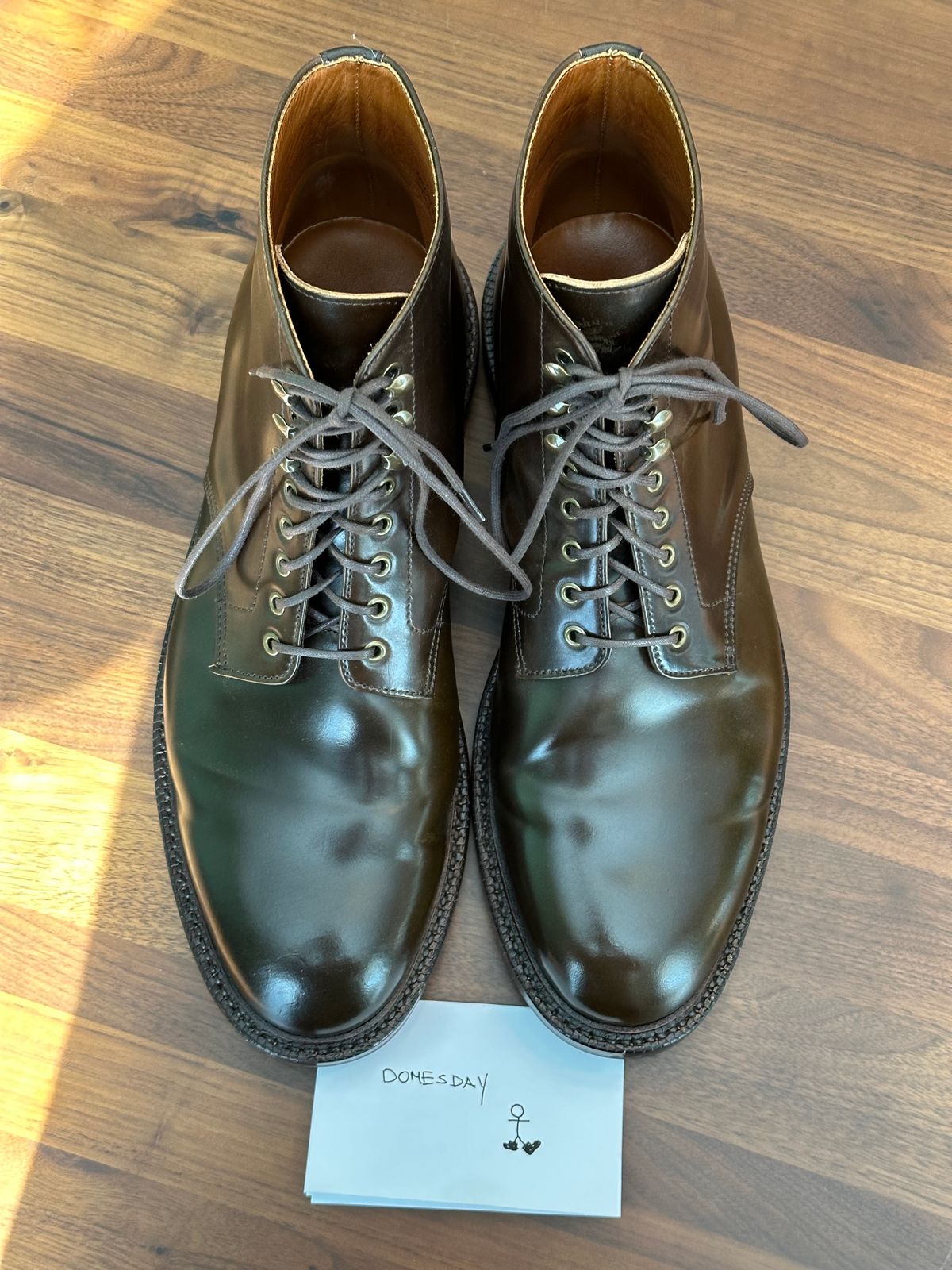 Photo by bootguy on October 2, 2024 of the Grant Stone Edward Boot in Horween Maduro Shell Cordovan.